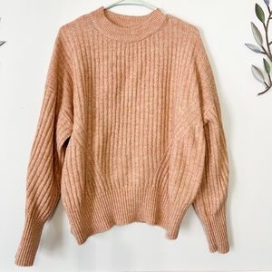 A New Day - Balloon Sleeved Sweater, Peach - XL